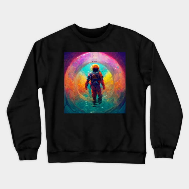 astronaut in a galaxy pool Crewneck Sweatshirt by S-Log